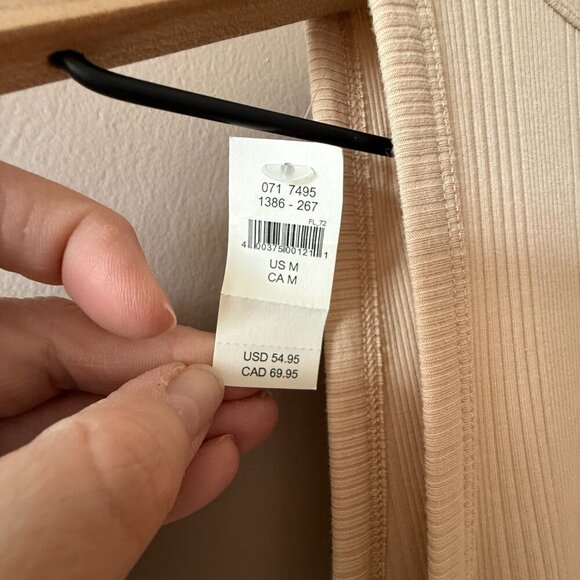 Women's M NWT Aerie Beige Ruched Rib Midi Dress Sleeveless - Picture 5 of 8
